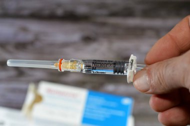 Kahire, Mısır, 4 Aralık 2023: Nimenrix, insanları Neisseria menenjit grubu A, C, W-135 ve Pfizer CO 'nun neden olduğu istilacı meningokoksik hastalıklara karşı korumak için kullanılan bir aşıdır.