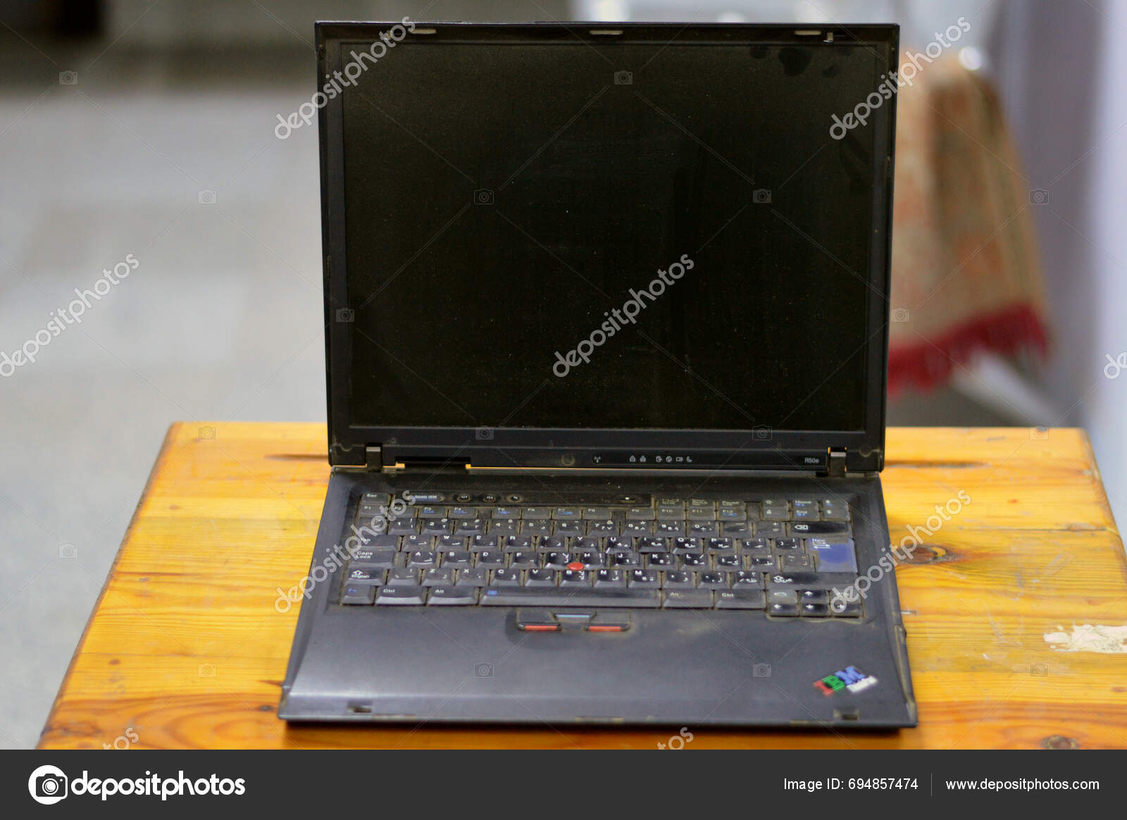 Cairo Egypt December 2023 Ibm Old Laptop Manufactured Lenovo