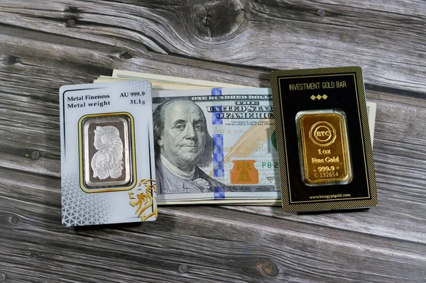 Cairo Egipto Enero 2024 Usd Dólares Dinero Estadounidense Btc Bullion Imagen De Stock