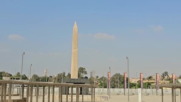 Gizeh Ägypten April 2024 Der Obelisk Aus Dem Grand Egyptian — Stockvideo