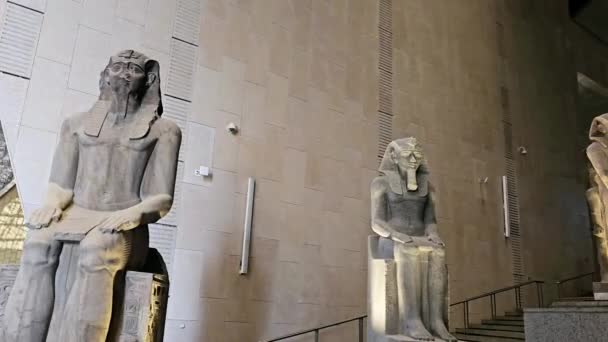 Giza Egypte April 2024 Het Interieur Van Het Grand Egyptian — Stockvideo
