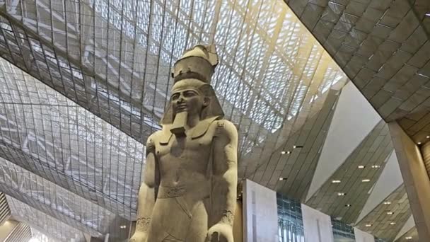 Giza Mısır Nisan 2024 Büyük Mısır Müzesi Gem Den Ramses — Stok video