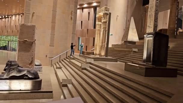 Gíza Egyiptom 2024 Április Interior Grand Egyptian Museum Gem Egy — Stock videók