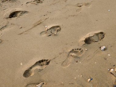 Kumsaldaki ayak izleri, insan ayağının bıraktığı izler, yüzeydeki ayak izleri, ayakkabı izi, ayak izi, ayak izi...