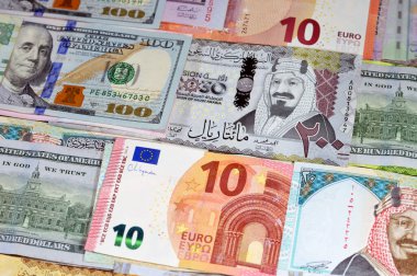 Amerikan dolarlarının geçmişi, Avro TL banknotları ve Suudi Arabistan riyalleri SAR, para döviz kuru, büyüme, enflasyon, ekonomi, petrol fiyatı ve değer kavramları, çeşitli para birimleri