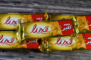 Cairo, Egypt, September 14 2024: Bisco Luxe original plain biscuits, By Bisco Misr, BiscoMisr, the largest biscuit company in Egypt and one of the top 5 biscuit companies in the Middle East and Africa clipart