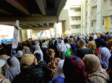 Mina, Suudi Arabistan, 17 Haziran 2024: Mina, Muna, ya da Çadırların şehri, Jamarat bölgesi, hacılar güneş doğarken, gün batarken, batarken Mina 'da birkaç gece kalırlar.