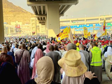 Mina, Suudi Arabistan, 17 Haziran 2024: Mina, Muna, ya da Çadırların şehri, Jamarat bölgesi, hacılar güneş doğarken, gün batarken, batarken Mina 'da birkaç gece kalırlar.