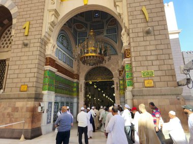 Medina, Saudi Arabia, June 26 2024: Salam gate that leads to The Grave and tomb of Prophet Muhammed peace be upon him, with the 1st two caliphs after him Abu Bakr al-Siddiq and Umar ibn al-Khattab clipart