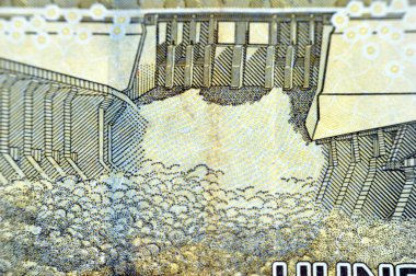 Merowe hidroelektrik baraj nehri Nil, Sudan 2019 merkez bankası tarafından verilen 100 Sudan sterlinin ters tarafından 2009 yılında açıldı.