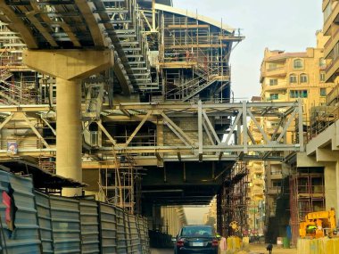 Cairo, Egypt, January 4 2025: monorail station site that is under construction, Cairo monorail is a two-line mono rail rapid transit system currently under construction, Egyptian real estate project clipart