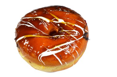 Karamelli ve beyaz çikolatalı çörek, jöleli, mayalı, Amerikan usulü yüzük donutu, bol yağda kızartılmış hamur tatlısından yapılan yiyecekler, seçici bir odak noktası.