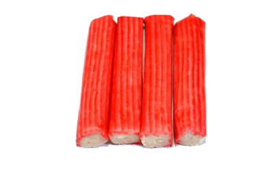 Yengeç deniz ürünleri çubukları, yengeç budu, kar bacağı, taklit yengeç eti, surimi (toz haline getirilmiş beyaz balık) Japon deniz ürünleri ve nişasta.