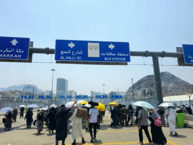 Mina, Suudi Arabistan, 19 Haziran 2024: Mina, Muna, ya da Çadırların şehri, Jamarat bölgesi, hacılar gündoğumu, günbatımı ve günbatımı arasında Mina 'da birkaç gece kalmışlardır.