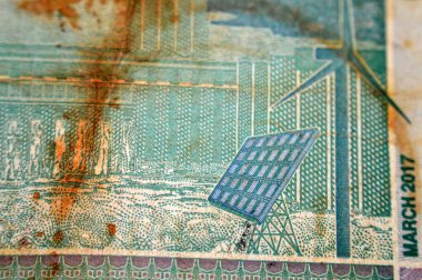 5 SDG 5 Sudan sterlini nakit para banknotu, Sudan merkez bankası, hidroelektrik baraj, Sudan para ve ekonomi konsepti içerir.