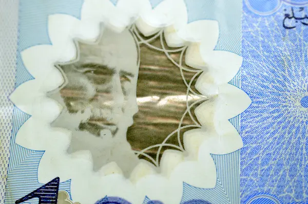 1 LYD 'den Ömer el Muhtar filigranı Libya merkez bankası, Libya para ve ekonomi konsepti tarafından bir Libya nakit para banknotu tasarısı