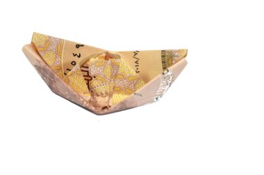 Mısırlı 1 EGP LE Bir Mısır poundluk para birimi bir tekne ya da gemi şeklinde, yüzen döviz kuru konsepti, dalgalanan ya da esnek döviz oranı, para biriminin değerinin değişmesine izin veriliyor