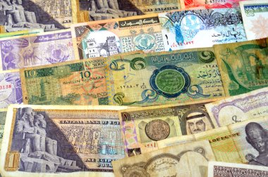 farklı ülkelerin farklı banknotları, farklı zaman ve değerler, antika eski nakit para banknotları farklı değerler ve farklı dönemlerden, eski zamanların ekonomisi