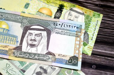 50 SAR 50 Suudi Arabistan riyali nakit para banknotlar, Kral Fahd, Kral Salman ve Kral Abdullah Bin AbdulAziz Al Suud ve Kudüs 'teki Kaya Kubbesi' nin Kubbesi, Aksa camii