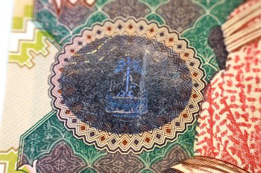 200 SAR 'ın ters tarafına yakın plan 200 Suudi Arabistan riyal nakit para banknotu, Kral Abdulaziz Al Suud, Suudi Arabistan Centennial Krallığı' nın kapısının resmi