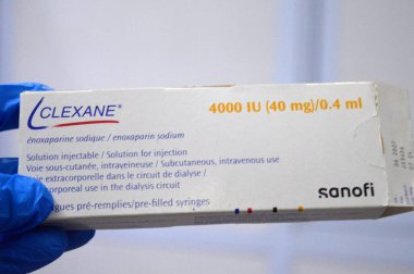 Kahire, Mısır, 16 Eylül 2025: Clexane Enoxaparin sodyum by Sanofi, bir antikoagülan ilacı (kan inceltici), derin ven trombozu (DVT) ve akciğer embolisi (PE)