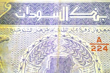 25 Sudan Piaster 'ının ters tarafında defne ve buğday dalları ile işaretlenmiş Sudan haritası var. Üzerinde yazıtlar ve Dromedaries, eski Sudan parası olan bir şeritle ayrılmış.