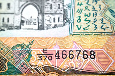 10 SDG on Sudan paundunun ters tarafında, Suakin 'in Eski Şehir Kapısı, bir harita ve bir buğday kulağı, Sudan' ın Eski Parası ile birlikte önemli bir görüntü var.