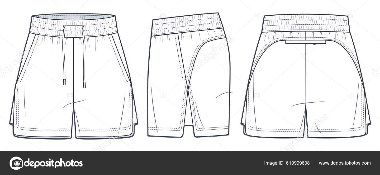 Premium Vector | Short pants flat sketch template | Fashion pants, Flat  sketches, Short pants