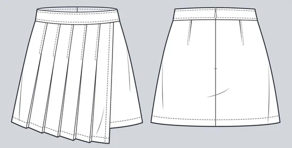 Pleciona Mini Spódnica Ilustracja Mody Technicznej Asymetryczne Moda Spódnica Płaski — Wektor stockowy