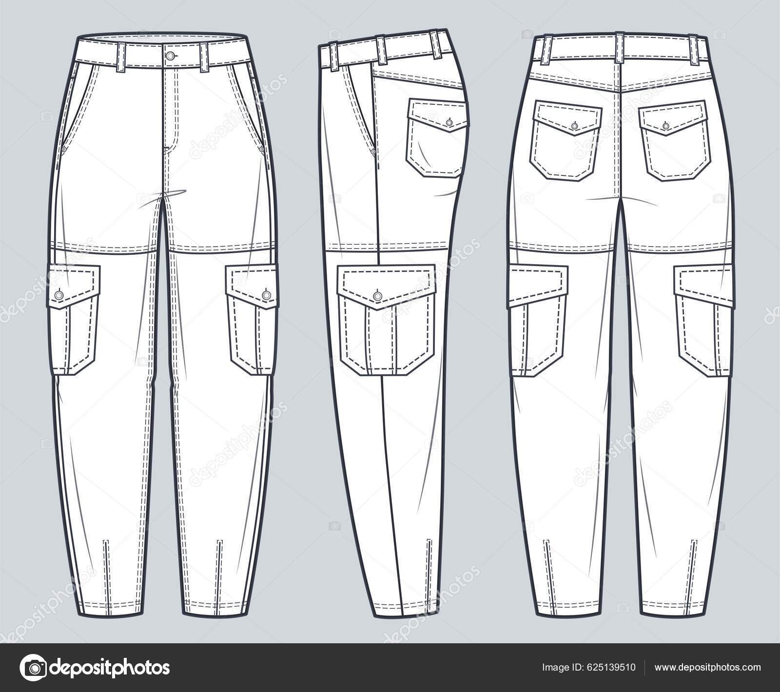 Cargo Jeans Pantalones Moda Técnica Ilustración Pantalones Vaqueros  Plantilla Dibujo Vector de stock por ©Lubava.gl@gmail.com 625139510