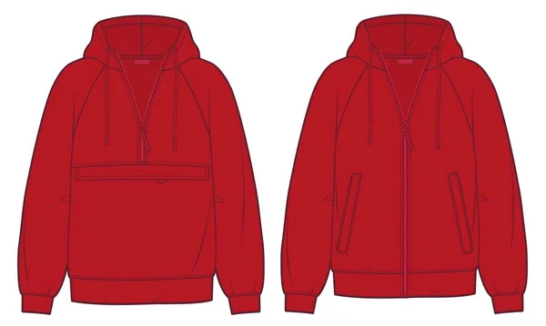 Unisex Hoodie Teknisk Mode Illustration Oversize Sweatshirt Mode Platt Teknisk — Stock vektor