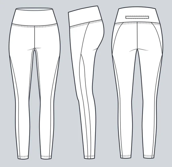 Leggings Pantaloni Tecnico Illustrazione Moda Leggings Sportivi Moda Piatto Modello — Vettoriale Stock