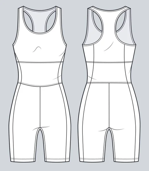 Sports Bodysuit Ilustración Técnica Moda Plantilla Dibujo Técnico Plano Moda — Archivo Imágenes Vectoriales