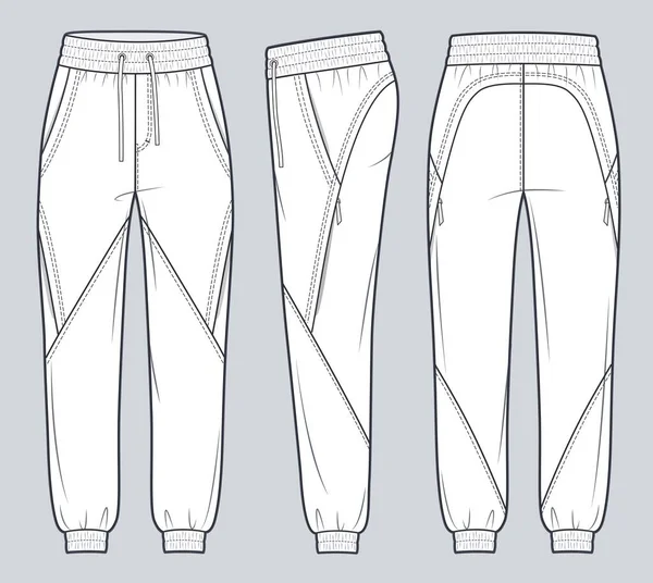 Jogger Pants Moda Plana Modelo Desenho Técnico Calças Suor Esportivas — Vetor de Stock