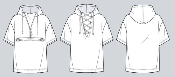 Shirt Com Capuz Ilustração Moda Técnica Oversize Shirt Moda Plana —  Vetores de Stock