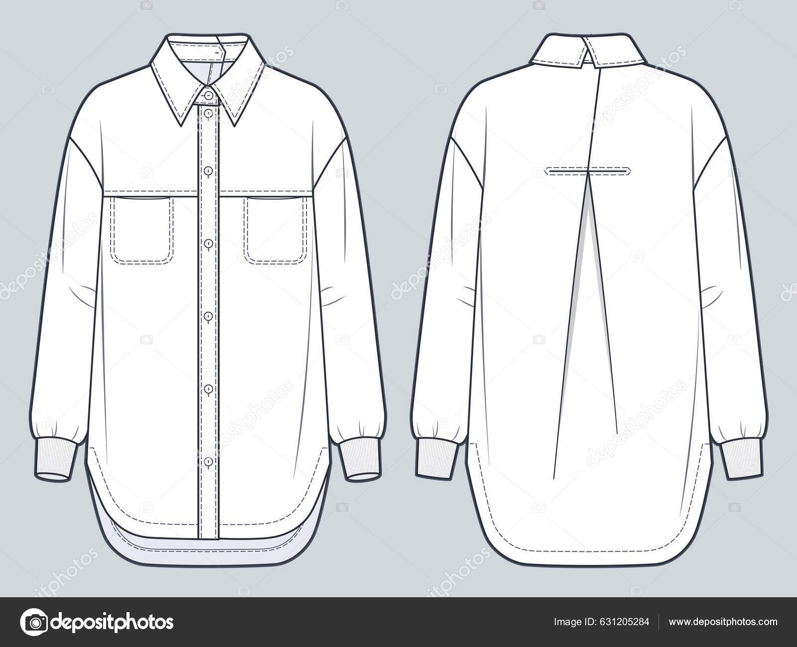 Flat Sketch Set Womens Shirt Blouse Stock Vector (Royalty Free) 2162768729  | Shutterstock