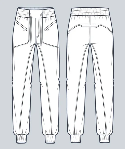 Jogger Pants Technical Fashion Illustration Denim Pants Fashion Flat Technical — Stok Vektör