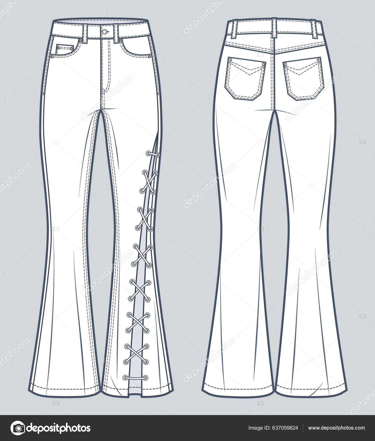 Flared Jeans Bukser Teknisk Mode Illustration Lace Denim Bukser Mode  Stock-vektor af ©Lubava.gl@gmail.com 637059824