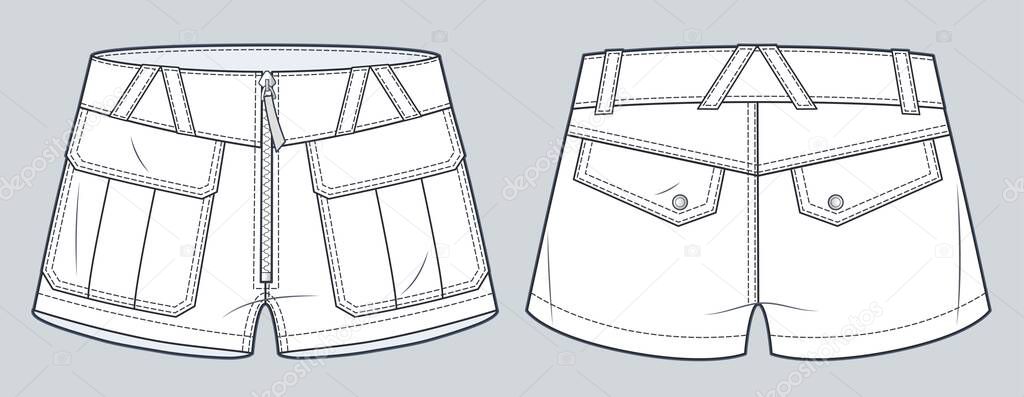 Denim Low Rice Pantaloncini Tecnico Illustrazione Moda Pantaloni Corti  Pelle - Vettoriale Stock di ©Lubava.gl@gmail.com 639401550