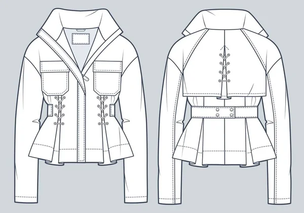 Куртка Техническая Мода Иллюстрация Обрезанный Плащ Пальто Моды Плоский Технический — стоковый вектор