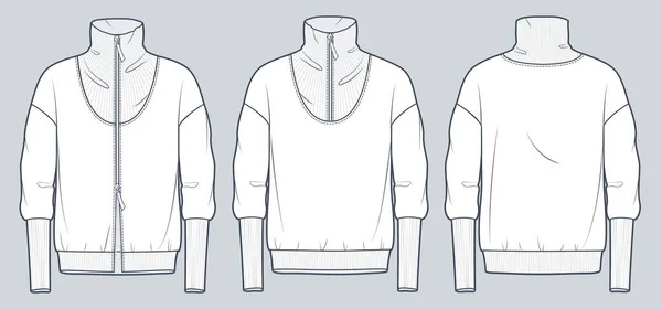 Ensemble Illustration Mode Technique Sweatshirt Roll Neckline Sweat Shirt Mode — Image vectorielle