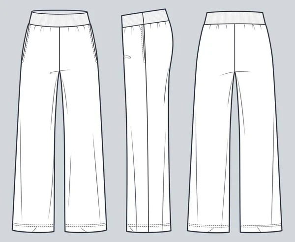 팬츠는 기술적 템플릿을 유행시킨다 Sweat Pants Technical Fashion Illustration Oversize — 스톡 벡터