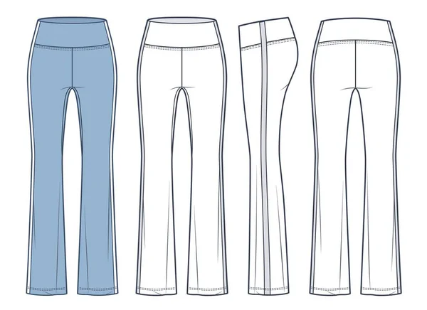 Leggings Acampanados Pantalones Ilustración Técnica Moda Diseño Moda Stripes Sports — Vector de stock