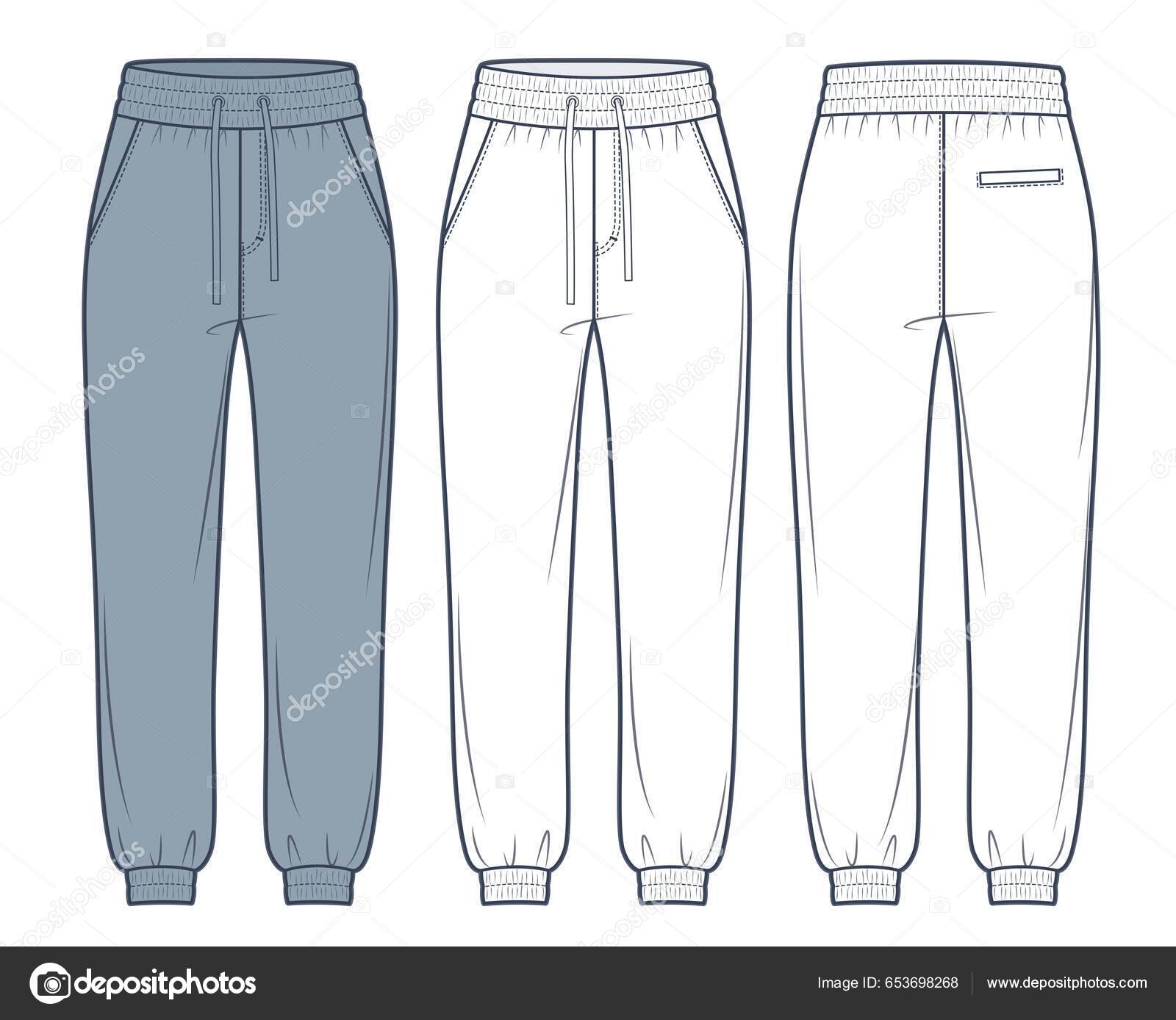 Jogger Pants Moda Plana Modelo Desenho Técnico Suor Calças Moda imagem  vetorial de Lubava.gl@gmail.com© 653698268