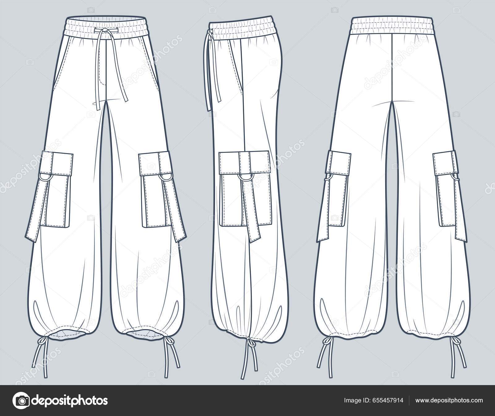 Pantalon Large Modèle Dessin Technique Plat Mode Jambe Pantalon Cordon  Vecteur par ©Lubava.gl@gmail.com 655457914