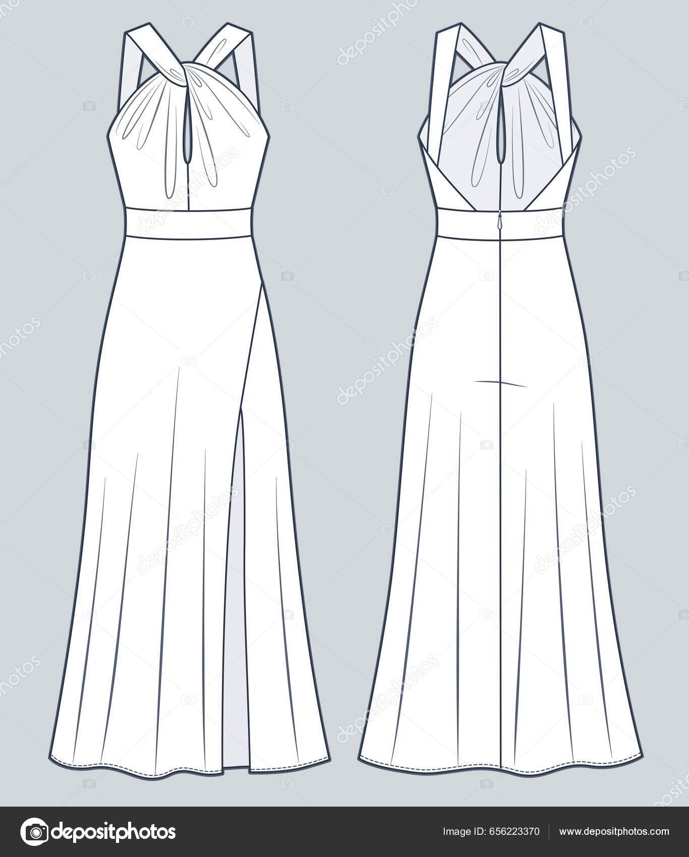 Dress fashion flat sketch template10 Royalty Free Vector