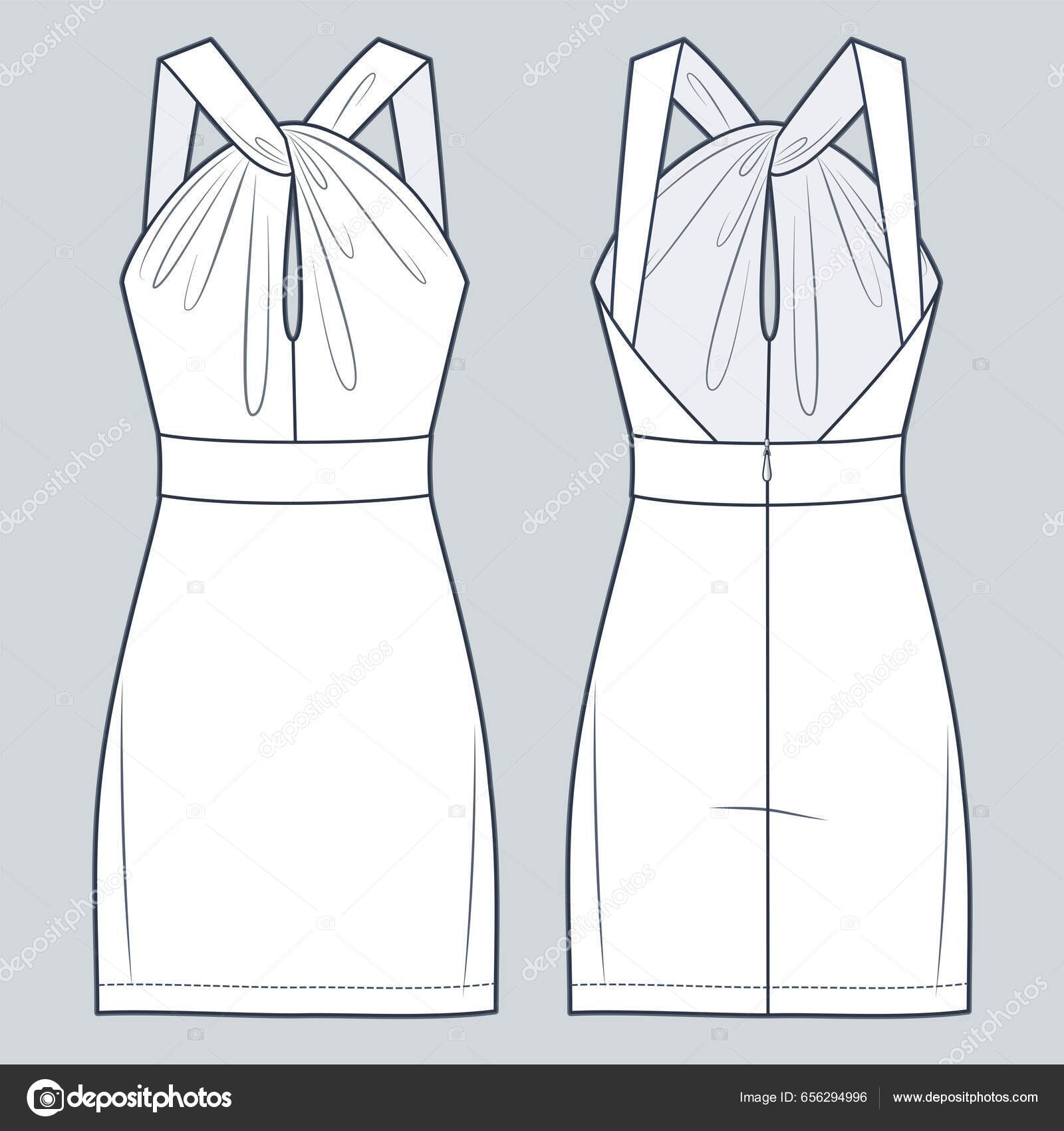 Anthonifashion Fashion Flat Sketch In Fashion Sketches - Day Dress, HD Png  Download - kindpng