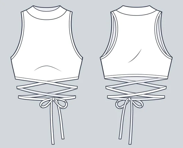 Tie Crop Top Технічна Мода Ілюстрація Обрізаний Верхня Мода Плоский — стоковий вектор