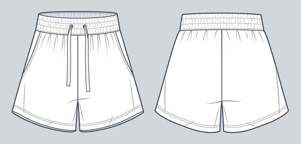 Unisex Spodenki Dresowe Ilustracji Technicznej Mody Krótkie Spodnie Moda Płaski — Wektor stockowy