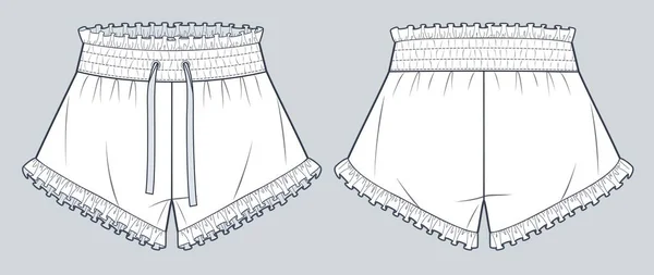 Hot Shorts Technical Fashion Illustration Short Pants Fashion Flat Technical — Stock Vector